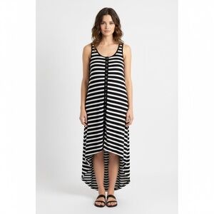 Black and White Striped Sleeveless Dress